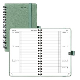 POPRUN Pocket Diary 2026 Week to View Horizontal A6 (16 x 10.5 cm) Small Soft Cover Spiral Diary 26 Appointments Weekly Planner Inner Pocket 100gsm Paper (Midnight Green)
