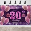 IMISI 20th Birthday Decorations - Happy Birthday Banner, Pink Backdrop