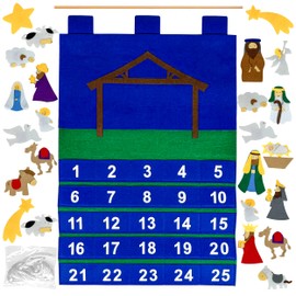 KAJ Decor Countdown to Christmas Religious Nativity Advent Calendar for use at Home, School, Classroom, Office for use on Door or Wall with 25 Detachable Pieces for Many Years of Holiday Fun