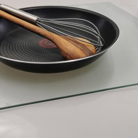 Kerafactum Chopping Board Transparent Glass Board Dimensions 30 x 20 x 0.4 cm Glass Chopping Board Kitchen Board for Cutting Serving Food Cooker Cover Chopping Board