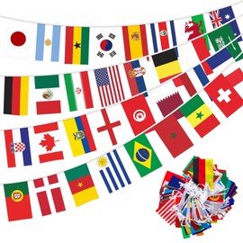 Euro 2024 Flag Chain, 50 Countries Flags Garland, 14 x 21 cm Football Euro 2024 Flag Chain, 14.5 m Euro 2024 Bunting, 2024 Olympic Flag Chain Flags, for Garden, Bar, Restaurant and Party Decoration