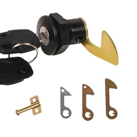 Scooter Storage Trunk Lock Replacement for Electric Motorcycle Key Lock Box Aluminum Plastic Motorcycle Trunk Latch Locks Cylinder with Key Include 4 Size Replacable Hooks & Bonus Locks Plate
