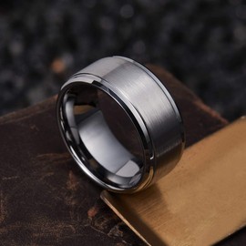 King Will BASIC 10mm Silver Mens Womens Ring Tungsten Carbide Ring for Men Matte Brushed Wedding Band 7