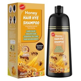 XYZCREATIVE Chestnut Brown Hair Dye Shampoo 3 in 1 for Women & Men 100% Gray Hair Coverage - Herbal Ingredients Natural Plant Hair Color - Hair Dye in Minutes 500ML