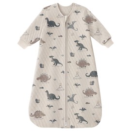 Yoofoss Baby Sleep Sack 6-12 Months 1.0 Tog Long Sleeve Sleep Sack Organic Cotton Wearable Blanket for Infants 2-Way Zipper Quilted Sleeping Sacks(Medium)