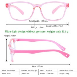 Blue Light Blocking Silica Glasses for Kids,Children's Computer Glasses for Age 4-13,Unbreakable Frame Anti-Blue Ray Glasses With Case,Anti UV400 & Eyestrain,Kids Pretend Glasses,Blue Screen Glasses