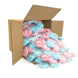 Unicorn Mega Lollipops - 5 Pound Bulk Box (120 Count) - Cotton Candy Flavor - Icing Tattoo Gender Reveal Flat Suckers