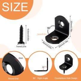 40 Pcs L Bracket Stainless Steel Corner Brace Sets, 90 Degree Right Angle Brackets with 80 Pcs Screws, L Bracket Firmware for Wooden Shelves, Chairs, Tables, Dressers, Furniture (Black)