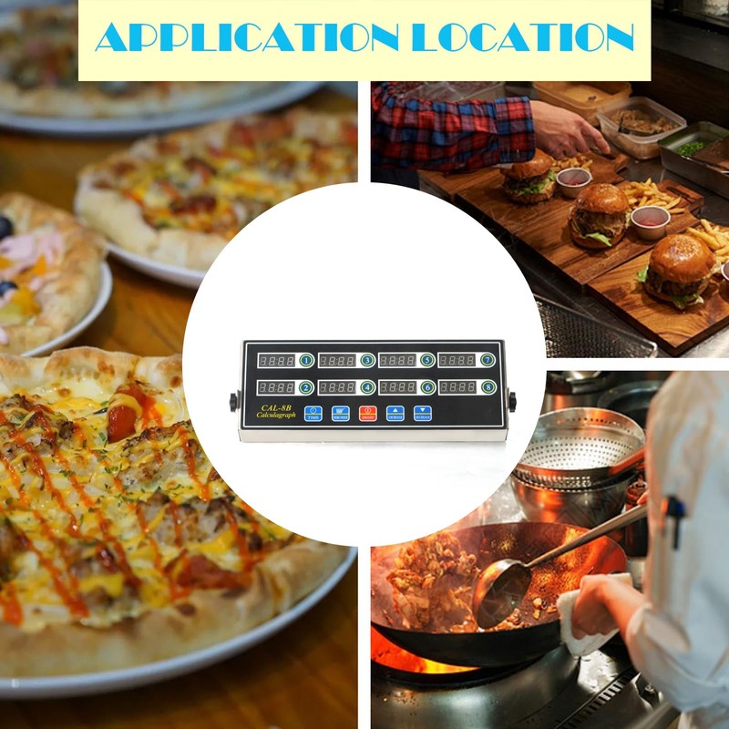 8 Channel Kitchen Timers for Cooking,Commercial Kitchen Timer Stainless Steel