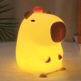 Attivolife Capybara Night Light, Cute Animal Silicone Nightlight with Dimmable & Timer, Portable Rechargeable LED Touch Lamp, Bedroom Table Decor Birthday Present for Boy Girl