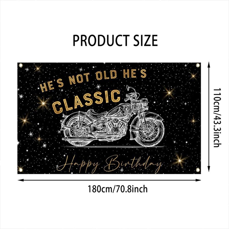 Lofaris Banner - 70.8x43.3 Inch Polyester Motorcycle Birthday Party Decoration,
