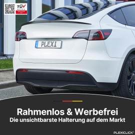 PLEXICLICK® Number Plate Holder, Frame less Transparent | Frameless Universal Number Plate Holder | Number Plate Holder Invisible Transparent | DE Number Plate