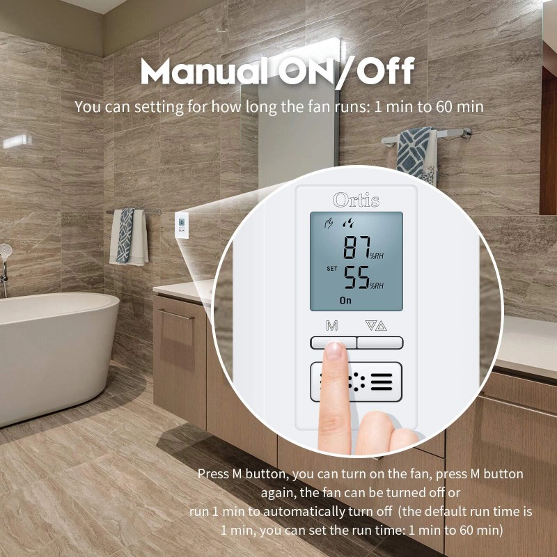 Ortis [New Generation] Humidity Sensor Switch, in-Wall Bathroom Fan Automated
