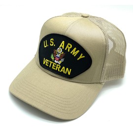 Infinite Hats US Army Veteran Patch Mesh Adjustable Baseball Cap (Khaki)