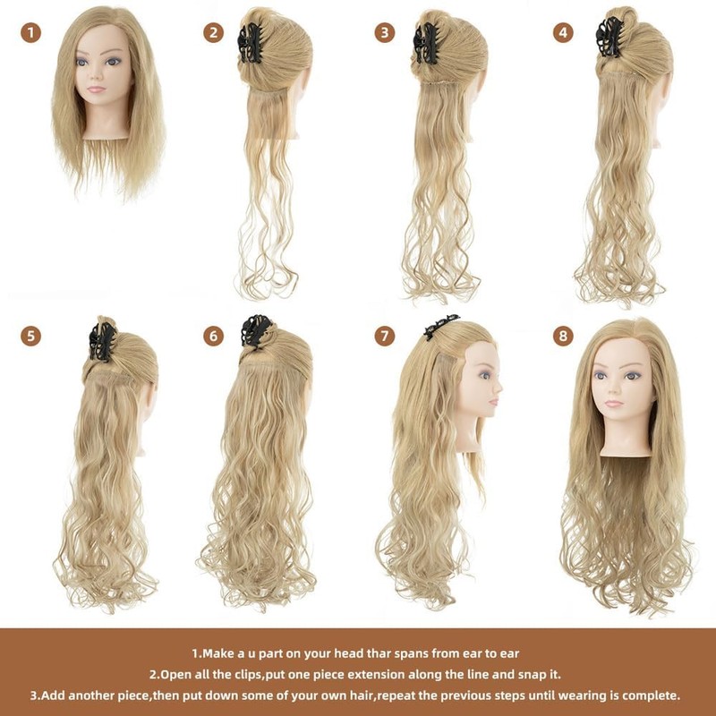 TTPSRY 7 PCS Clip in Extensions Echthaar Natürliche Wellen Haarverlängerung