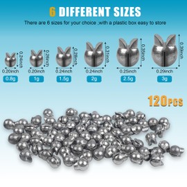 FUSIGO Fishing Weights Split Shot Sinkers, 120pcs Removable Round Egg Sinkers Lead Weights Clip on Fishing Line Weight for Freshwater Saltwater Bass Fishing