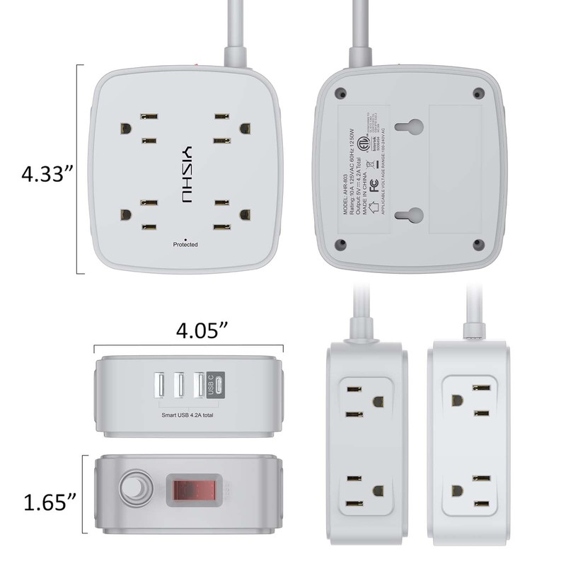 6 Ft Surge Protector Power Strip - 8 Widely Outlets