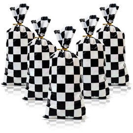 YAHEBODT 50pcs Race Car Goodie Bags,Race Car Candy Gift Bags 9.8inch*6.7inch with Handles Party Favor Bags for Kids,Baby Shower Birthday Party Decoration Supplies(50Pcs Twist Ties)