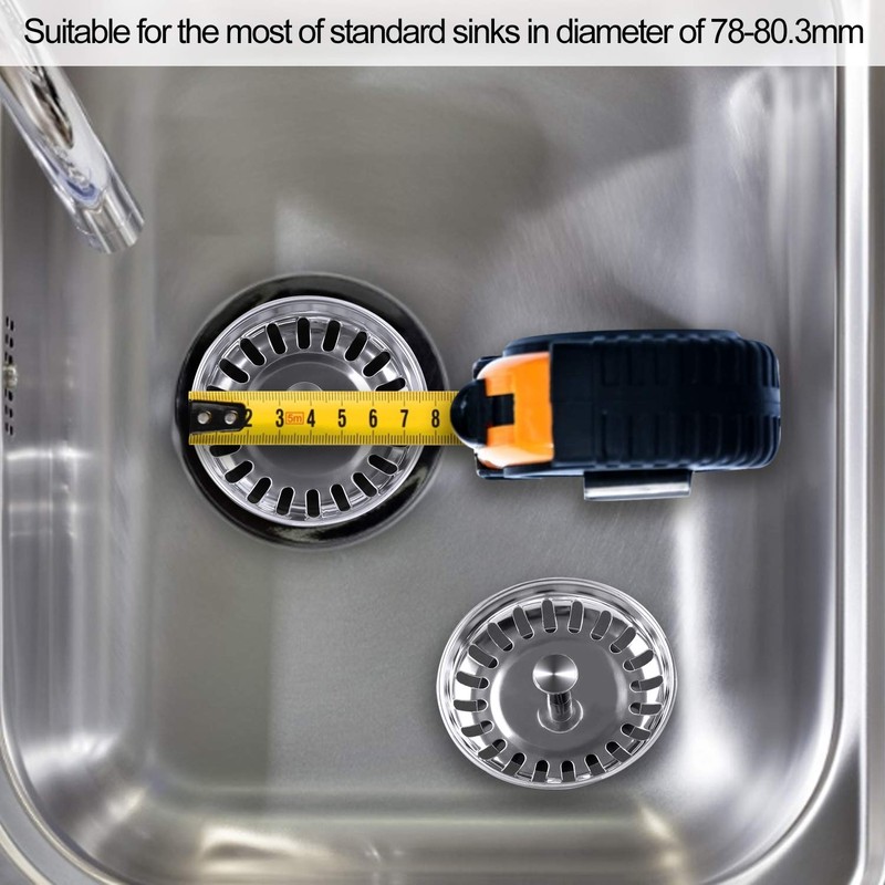Kitchen Sink Strainer Plug, 2pcs Stainless Sink Strainer Plug, Standard