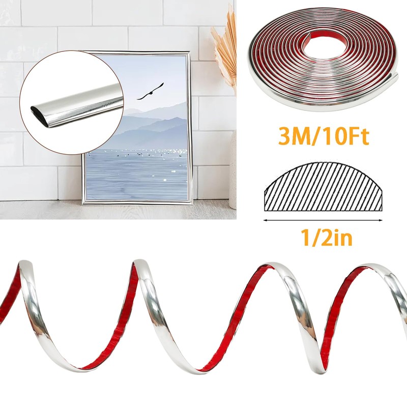 Silver Peel and Stick Trim for Backsplash Tile Edge, Faoaatin