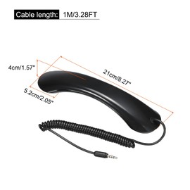 sourcing map 3.5mm Retro Telephone Handset Cell Phone Telephone Receiver for Microphone Speaker Black