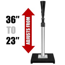 LOMGWAYS Baseball/Softball Batting Tee-Adjusts from 23"-36", Premium Portable Baseball tee with 2 Ultra- Flexible Rubber Tops and Heavy Weight Base for Teens/Adults, Outdoor/Indoor
