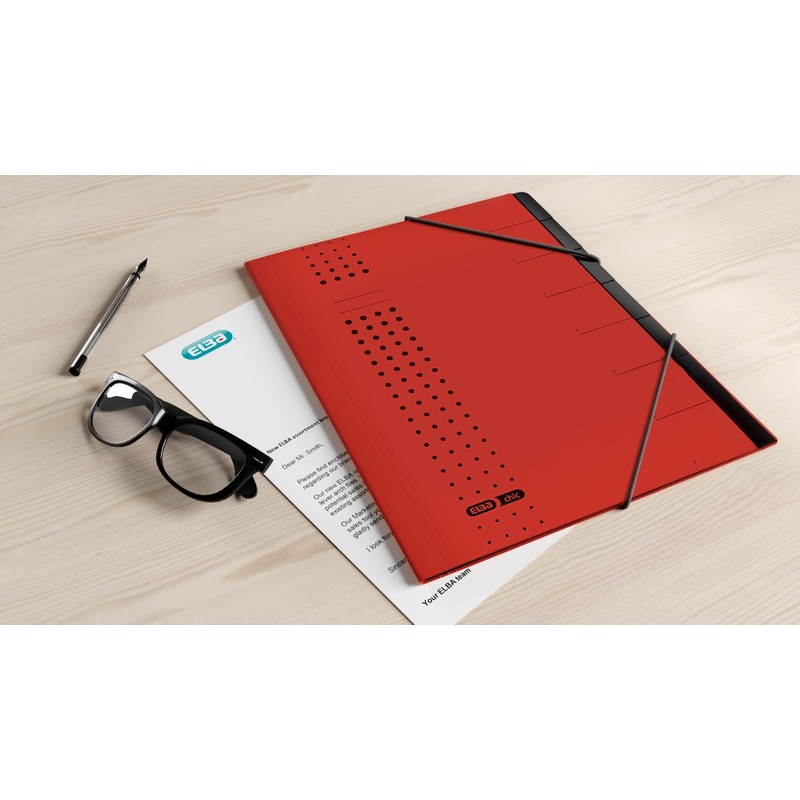 Elba 42495RO Organiser File Elasticated Pages 1-7 Cardboard Red