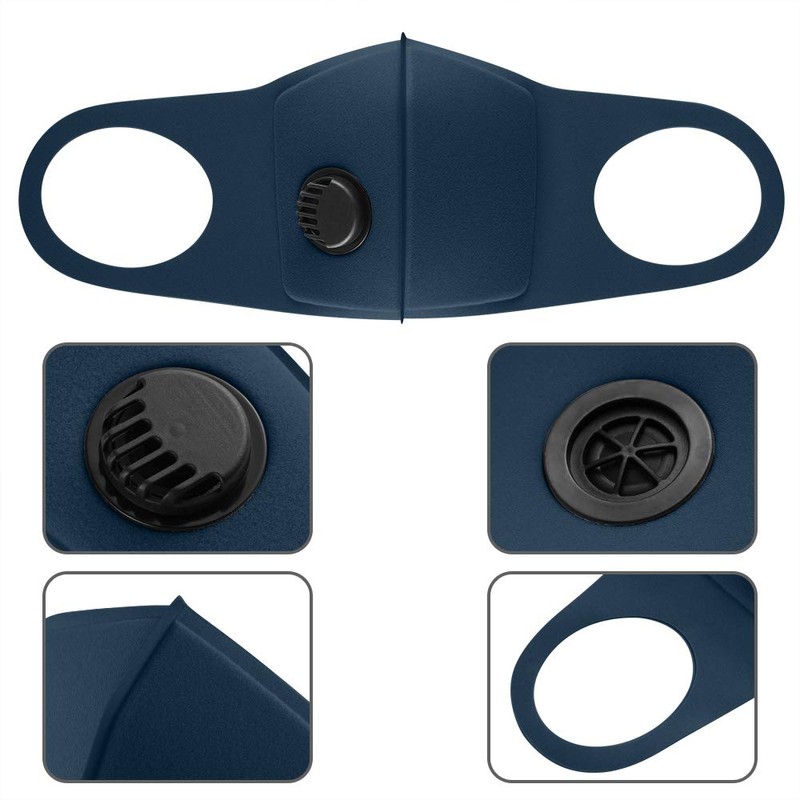 NUÜR 2pcs Fabric Reusable Face Mask, with Air Valve and