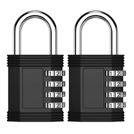 ZHEGE Padlocks with Code, 4 Digit Combination Padlock for Gym Locker, School Lockers, Toolbox, Combination Lock Outdoor, Weatherproof Garden Shed Code Padlock, Gate Number Padlock (Black, 2 Pack)