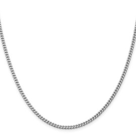Diamond2Deal Sterling Silver Rhodium-plated 3mm Curb Chain Necklace 16"