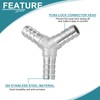 sourcing map 1/2" Y Shape Hose Barb Pipe Fitting, 304