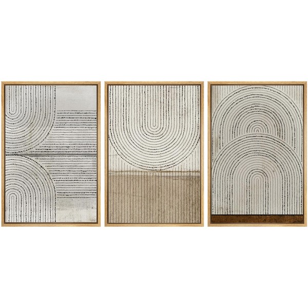 SIGNWIN Framed Canvas Print Wall Art Set Grunge Circle Polygon