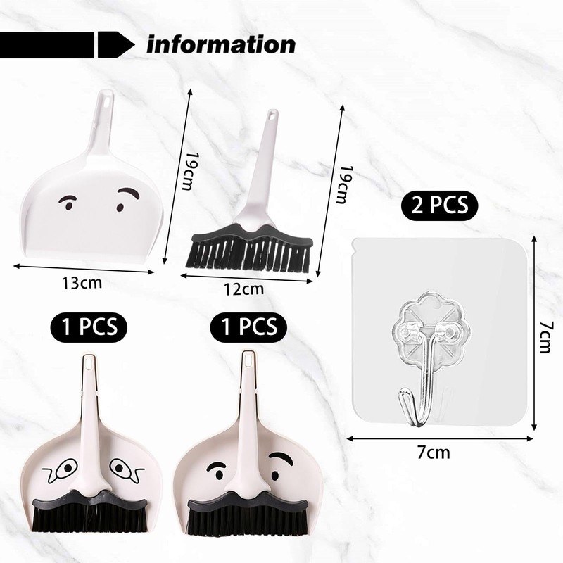 2 Sets of Broom Dustpans, 2 Hooks, Creative and Cute,