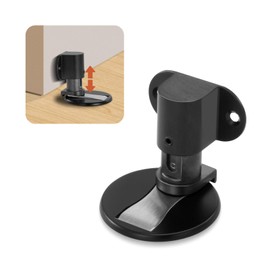 Invisible Magnetic Door Stopper, Adjustable & Floor Standing Door Stopper, No-Drill Easy Installation, Protects Wall from Damage (Black-1 Pack)