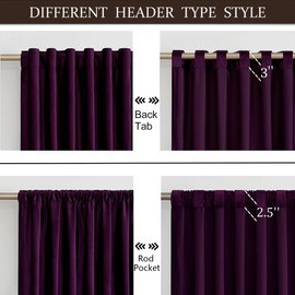 PRIMROSE 100% Full Blackout Purple Velvet Curtains 96 inch Long for Living Room,Set of 2 Liner Rod Pocket Back Tab Thermal Window Curtains Room Darkening Heavy Decorative Curtains Drapes for Bedroom