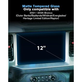 WEIPIN For 2021~2025 Bronco (Outer Banks/Badlands/Wildtrak/Everglades/Heritage Limited Edition/Raptor) Screen Protector 12 Inch Matte Anti-Glare Tempered Glass Touchscreen *2 9H Hardness Glass