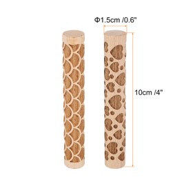 sourcing map 2pcs Wood Clay Roller 4" Fan Heart Pattern Rolling Pins Wood Rollers Pottery Tools Wood Grain Texture Rollers for Clay Baking Dough Playdough DIY
