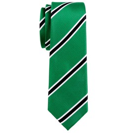 Retreez British Bar Striped Woven Microfiber 2" Skinny Tie - Green