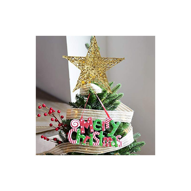 Christmas Tree Topper, Wire Gold Tree Star for Chirstmas Decoration