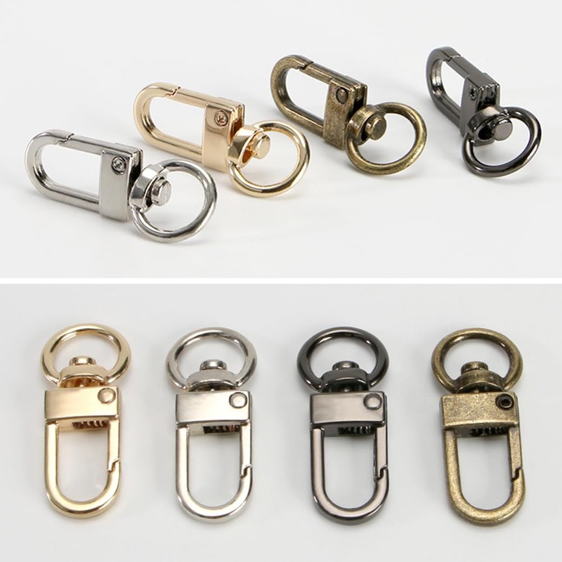 YFFSFDC キーホルダー 10個セット 金具 ナスカン 回転カン フック 360度回転 キーリング ストラップ