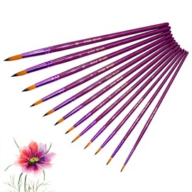 12Pcs Acrylic Watercolor Artist Paint Brushes Assorted Sizes Fine Detailing Paint Brushes Creative Round Nylon Tip Paint Brush Set for Beginners and Professionals