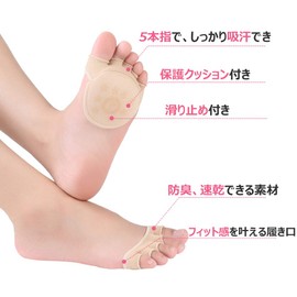 Kilig Toe Socks, 5 Toe Socks, Warm, Anti-Slip, Warm from Toe, Sweat Absorbent, Cushioned, Foot Cover, Cover Socks, Toe Socks, 2 Colors, 4 Pairs 22 - 25 cm, Nude & Black