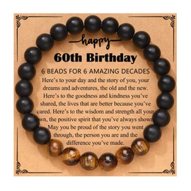 60th Birthday Gifts Bracelet for Men - Natural Stone Bracelets for Grandpa, Father, Husband, Son - 60 Years Old Gift