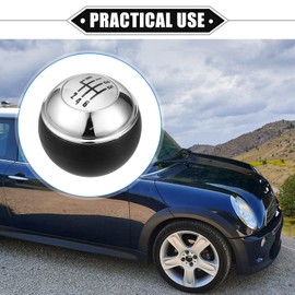 VekAuto 6 Speed Manual Gear Shift Knob Compatible for Mini R50 R53 2000-2006 for Mini Cabrio R52 2002-2008, Durable Plastic Black Silver Tone