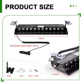 SHMZK Car Emergency Strobe Light, 12V Windshield Dashboard Warning Flash Light with 12-LED, Universal Auto Dash Safe Caution Hazard Light for Car Truck SUV, Car Accessories (Red & Blue)