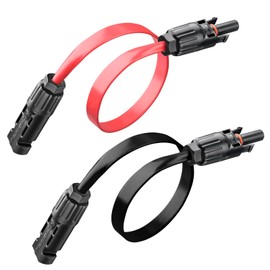 PAEKQ 10AWG Super Flat Solar Cable Connector, 50A Photovoltaic Extension Cable Flat Feed Through Balcony Door and Window Solar Power Wire for Solar Panel RV Boats Household Energy System 1.3FT