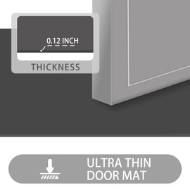 LYGLIGH Thin Door Mats for Inside Entry, 1/10 Front Door Mat Indoor Entrance, Non-Slip Rubber Backing Entryway Rug, Absorbent Washable Floor Mat for Bathroom and Hallway, 30'' x 17'', Dark Gray.