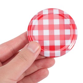 Kichvoe 40pcs Red Gingham Jam Jar Lids Regular Mouth Canning Jars Caps Jelly Jar Lids 70mm Split-type Kerr Jars Lids for Meal Prep & Emergency Food Storage B