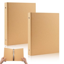 Ring Binder A5, Pack of 2 A5 Ring Binder, Ring Binder, A5 Refillable Kraft Paper, Ring Binder Kraft Paper with 6 Rings to Add, Brochure Cover for School, Office (17 x 23 cm)