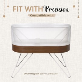 Bassinet Fitted Sheets - Compatible with SNOO Happiest Baby Oval Bassinet | 100% Organic Jersey Cotton - White + Grey | 30x16 (2 Pack)